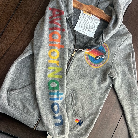Aviator Nation Laguna Beach gray zip up hoodie - Picture 4 of 5